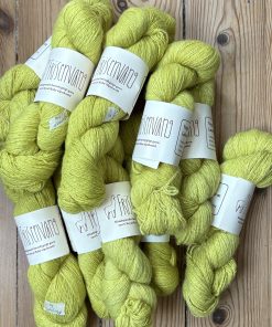 Håndfarvet garn, Lemon/limefarvet garn af 100% alpacauld