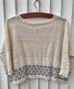 Strikkesæt: Sweater med cirkler - håndspundet 100% Baby/Royal-alpakauld